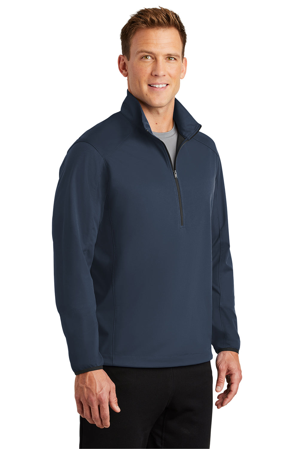 Port Authority J716 Mens Active Wind & Water Resistant 1/4 Zip Jacket Dress Navy Blue Model 3q