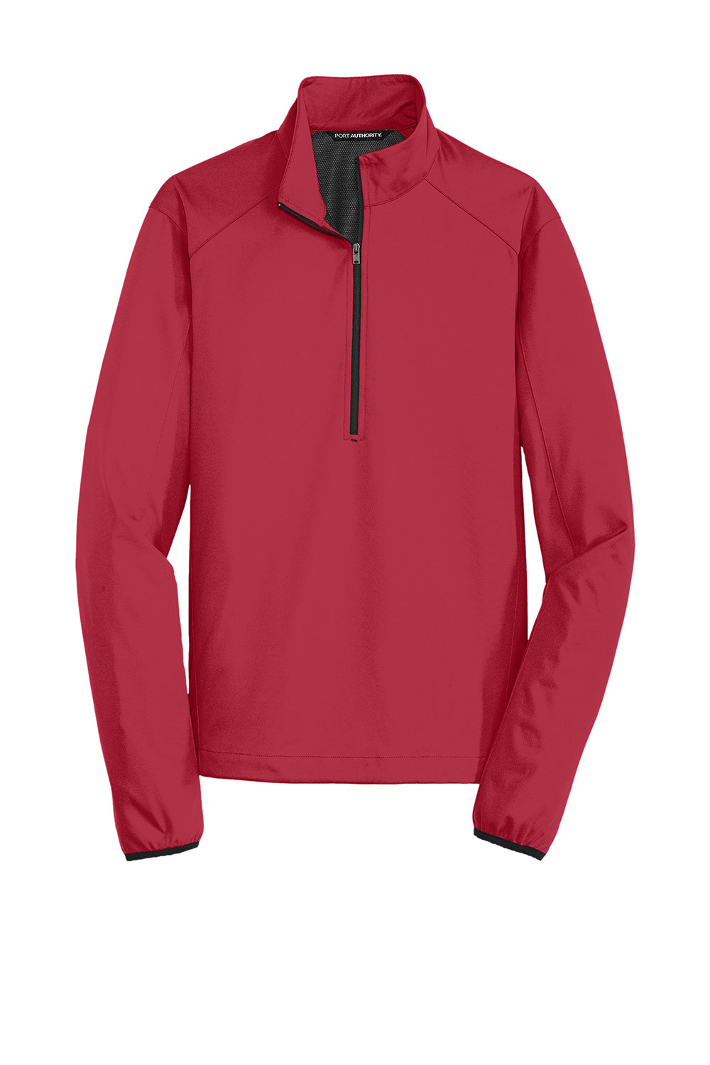 Port Authority J716 Mens Active Wind & Water Resistant 1/4 Zip Jacket Rich Red Flat Front