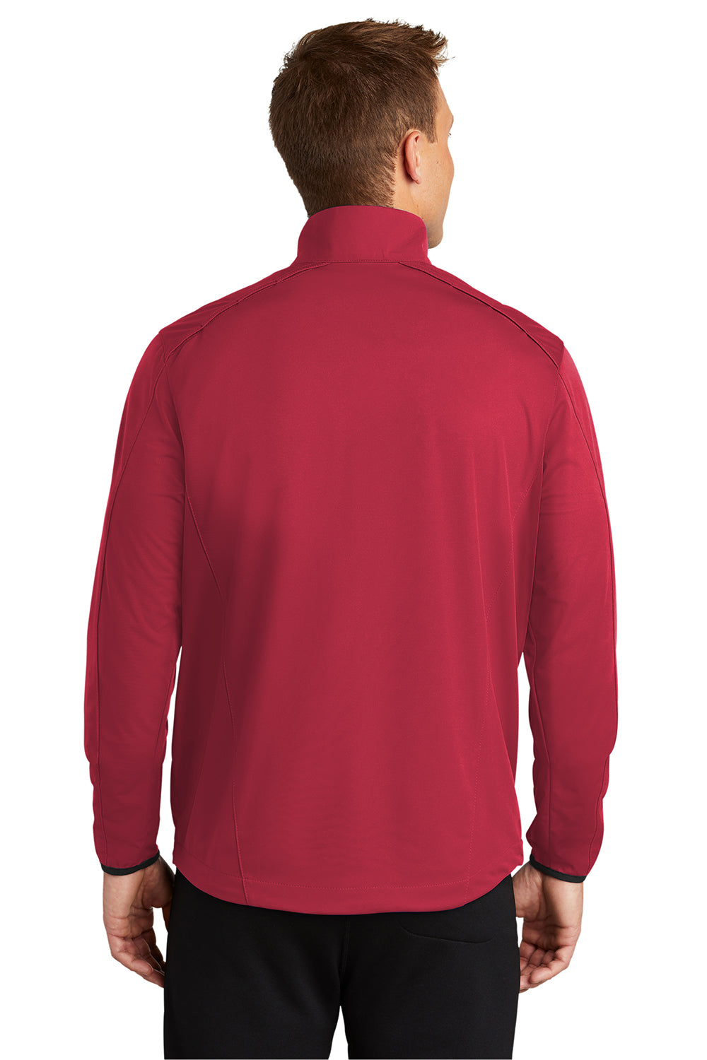 Port Authority J716 Mens Active Wind & Water Resistant 1/4 Zip Jacket Rich Red Model Back