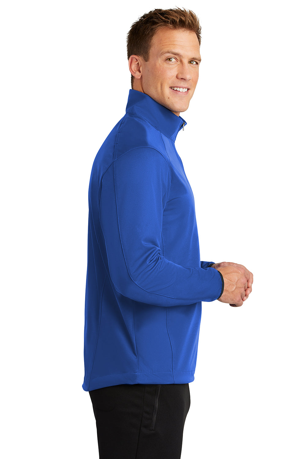 Port Authority J716 Mens Active Wind & Water Resistant 1/4 Zip Jacket True Royal Blue Model Side