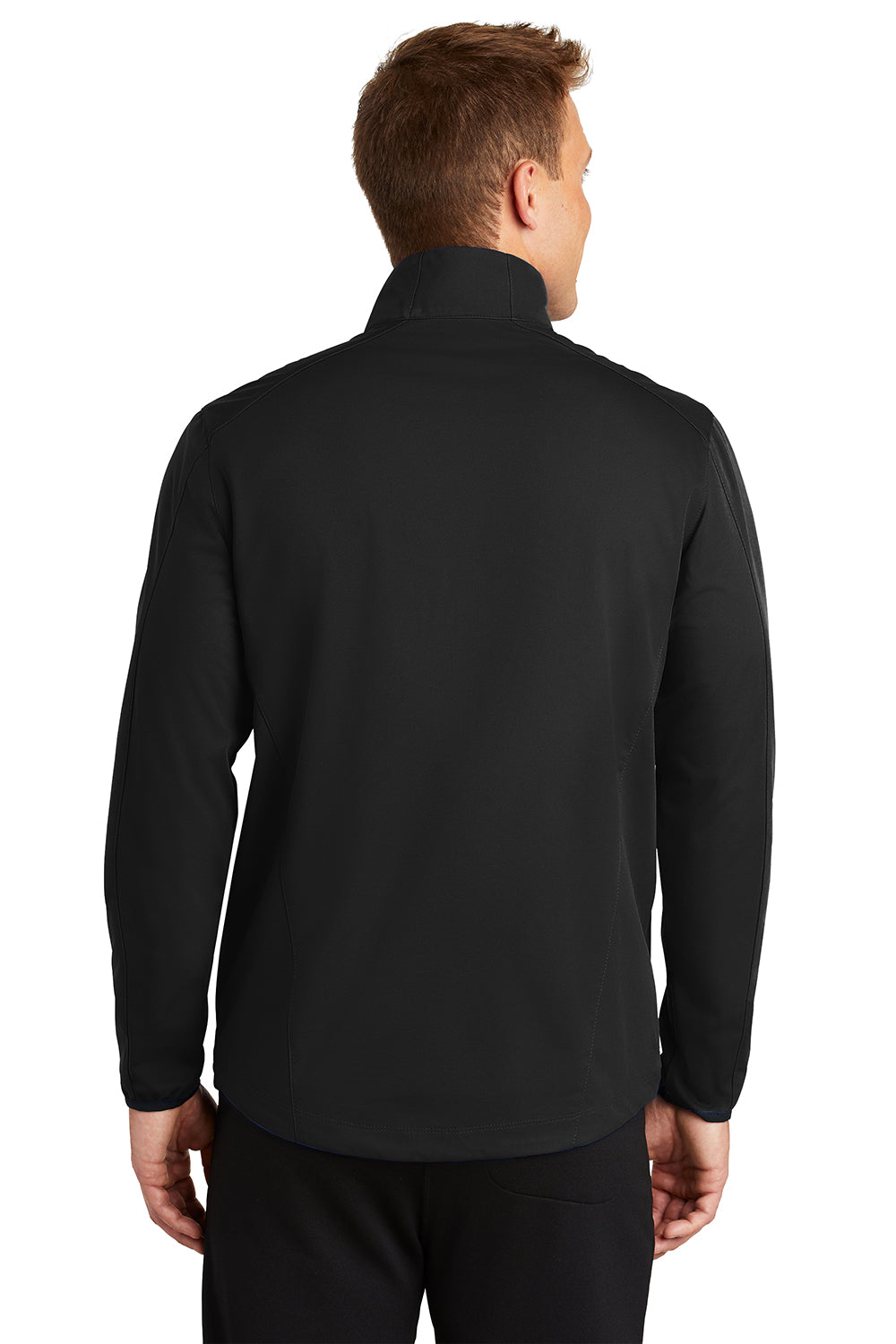 Port Authority J717 Mens Active Wind & Water Resistant Full Zip Jacket Deep Black Model Back