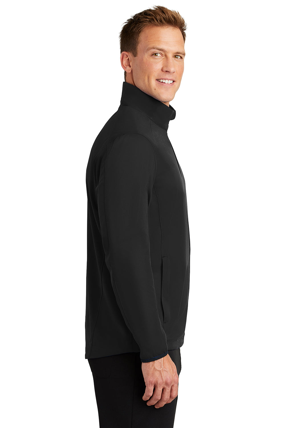 Port Authority J717 Mens Active Wind & Water Resistant Full Zip Jacket Deep Black Model Side