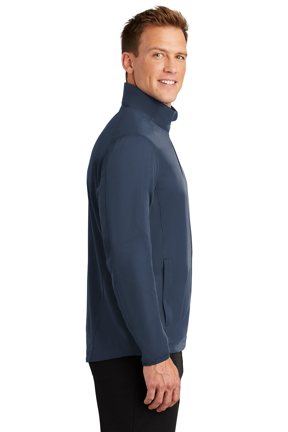 Port Authority J717 Mens Active Wind & Water Resistant Full Zip Jacket Dress Navy Blue Model Side