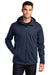 Port Authority J719 Mens Active Wind & Water Resistant Full Zip Hooded Jacket Dress Navy Blue Model Front