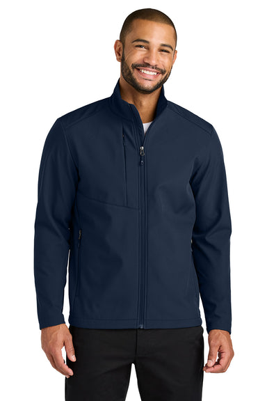 Port Authority J720 Mens C-FREE Core Soft Shell Full Zip Jacket True Navy Blue Model Front