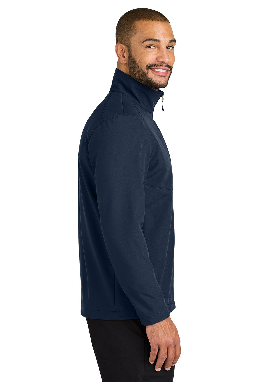 Port Authority J720 Mens C-FREE Core Soft Shell Full Zip Jacket True Navy Blue Model Side