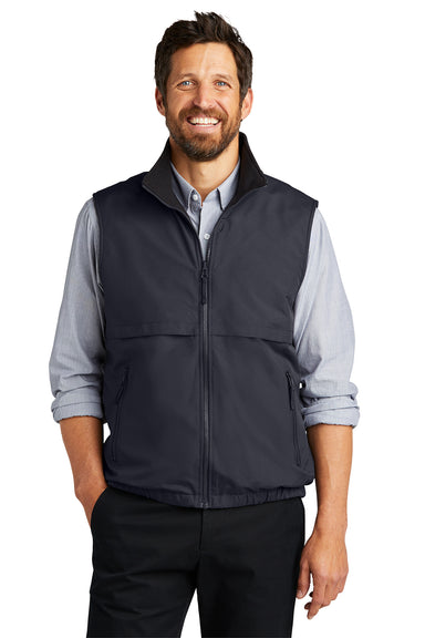 Port Authority J7490 Mens Charger Reversible Wind & Water Resistant Full Zip Vest Battleship Grey Model Front