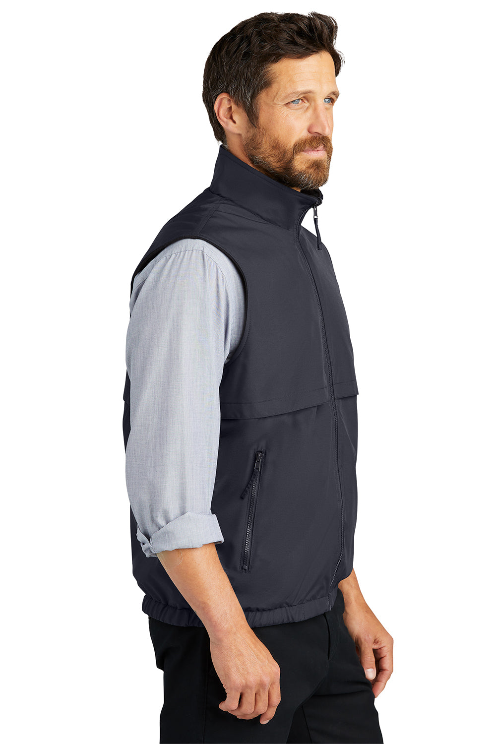 Port Authority J7490 Mens Charger Reversible Wind & Water Resistant Full Zip Vest Battleship Grey Model Side