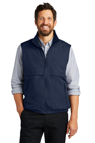 Port Authority J7490 Mens Charger Reversible Wind & Water Resistant Full Zip Vest True Navy Blue Model Front