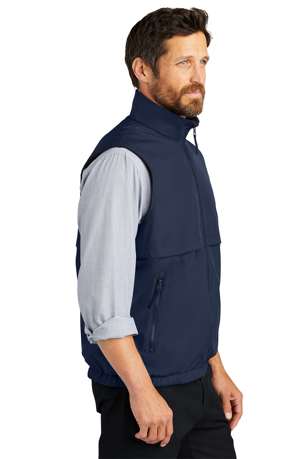 Port Authority J7490 Mens Charger Reversible Wind & Water Resistant Full Zip Vest True Navy Blue Model Side