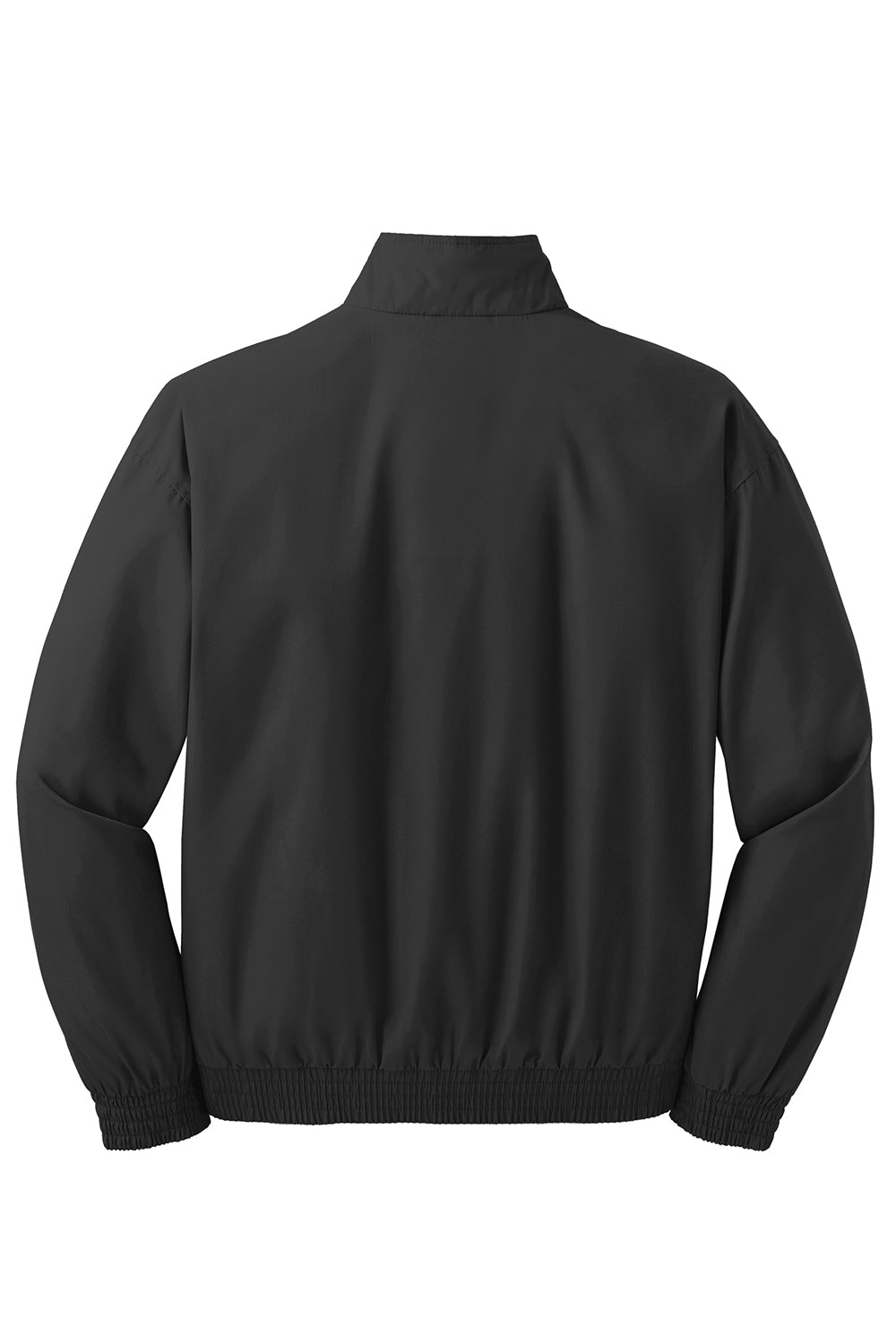 Port Authority J753 Mens Classic Poplin Wind & Water Resistant Full Zip Jacket Black Flat Back