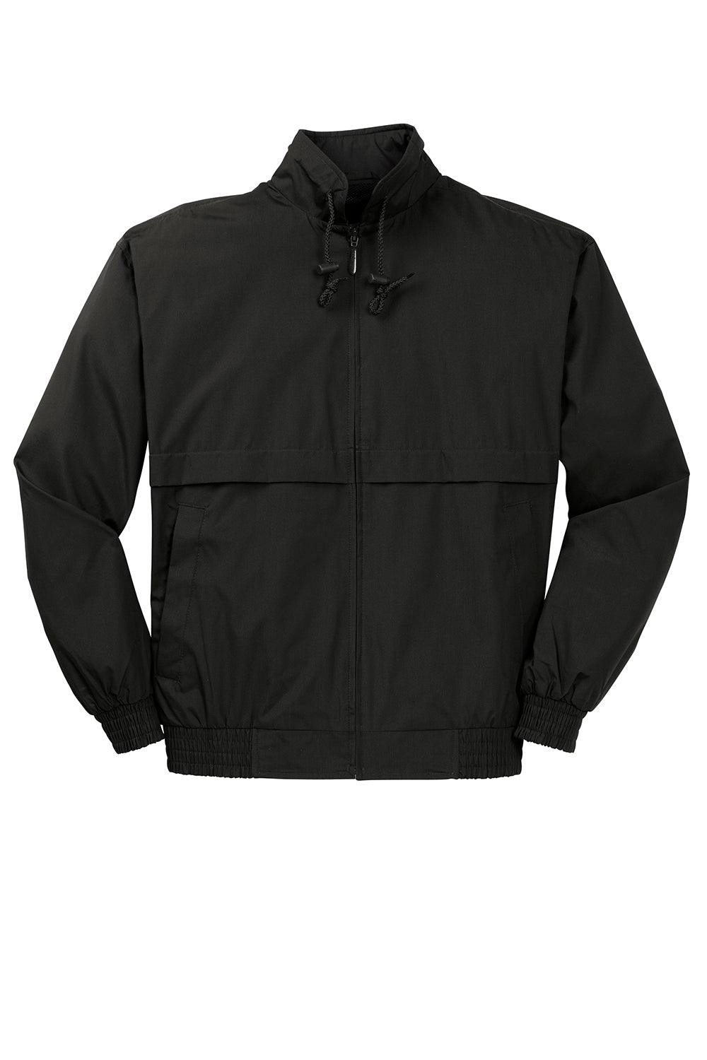 Port Authority J753 Mens Classic Poplin Wind & Water Resistant Full Zip Jacket Black Flat Front