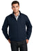 Port Authority J753 Mens Classic Poplin Wind & Water Resistant Full Zip Jacket Dark Navy Blue Model Front