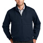 Port Authority Mens Classic Poplin Wind & Water Resistant Full Zip Jacket - Dark Navy Blue