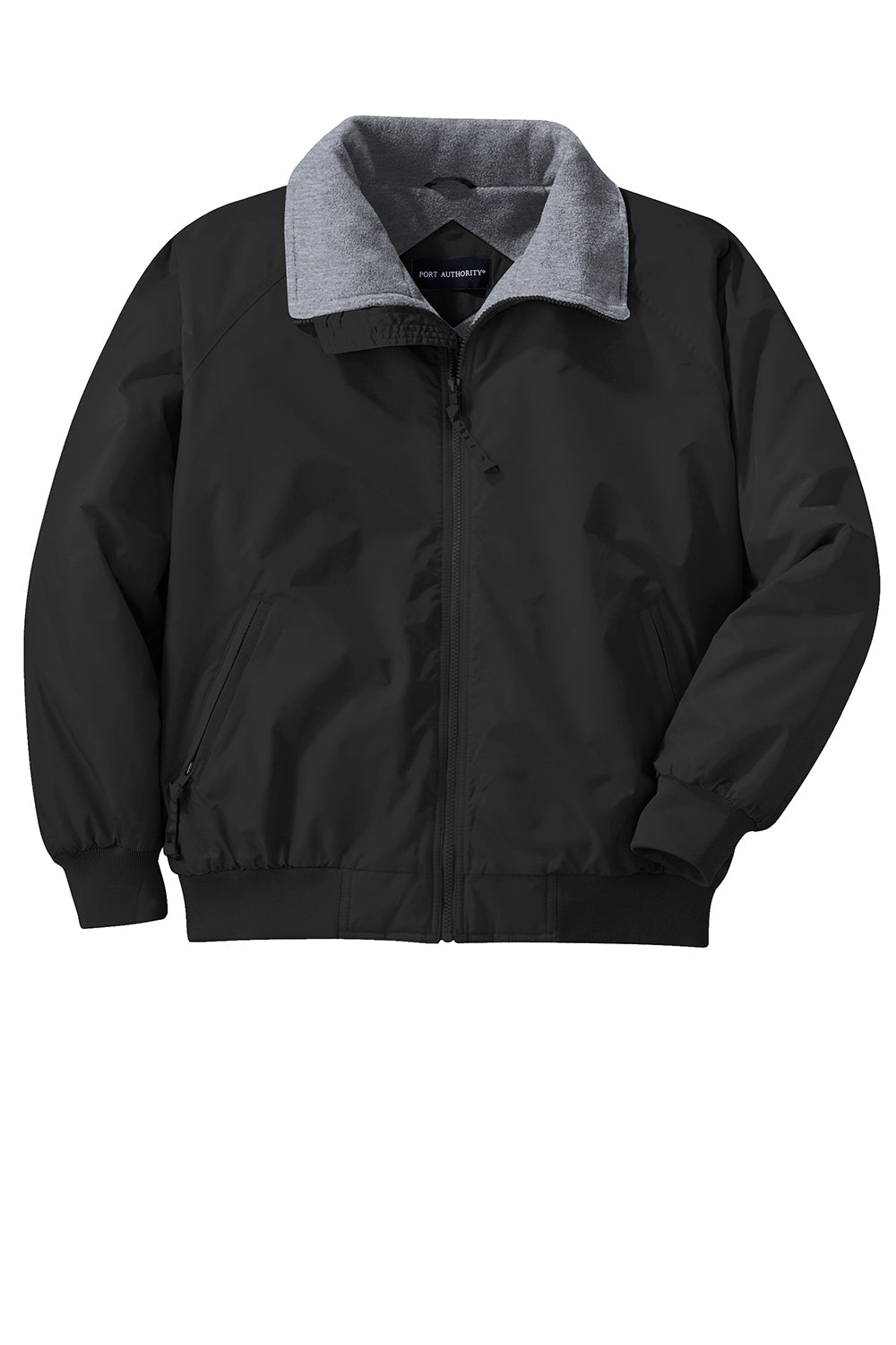 Port Authority J754/TLJ754 Mens Challenger Wind & Water Resistant Full Zip Jacket True Black/Heather Grey Flat Front