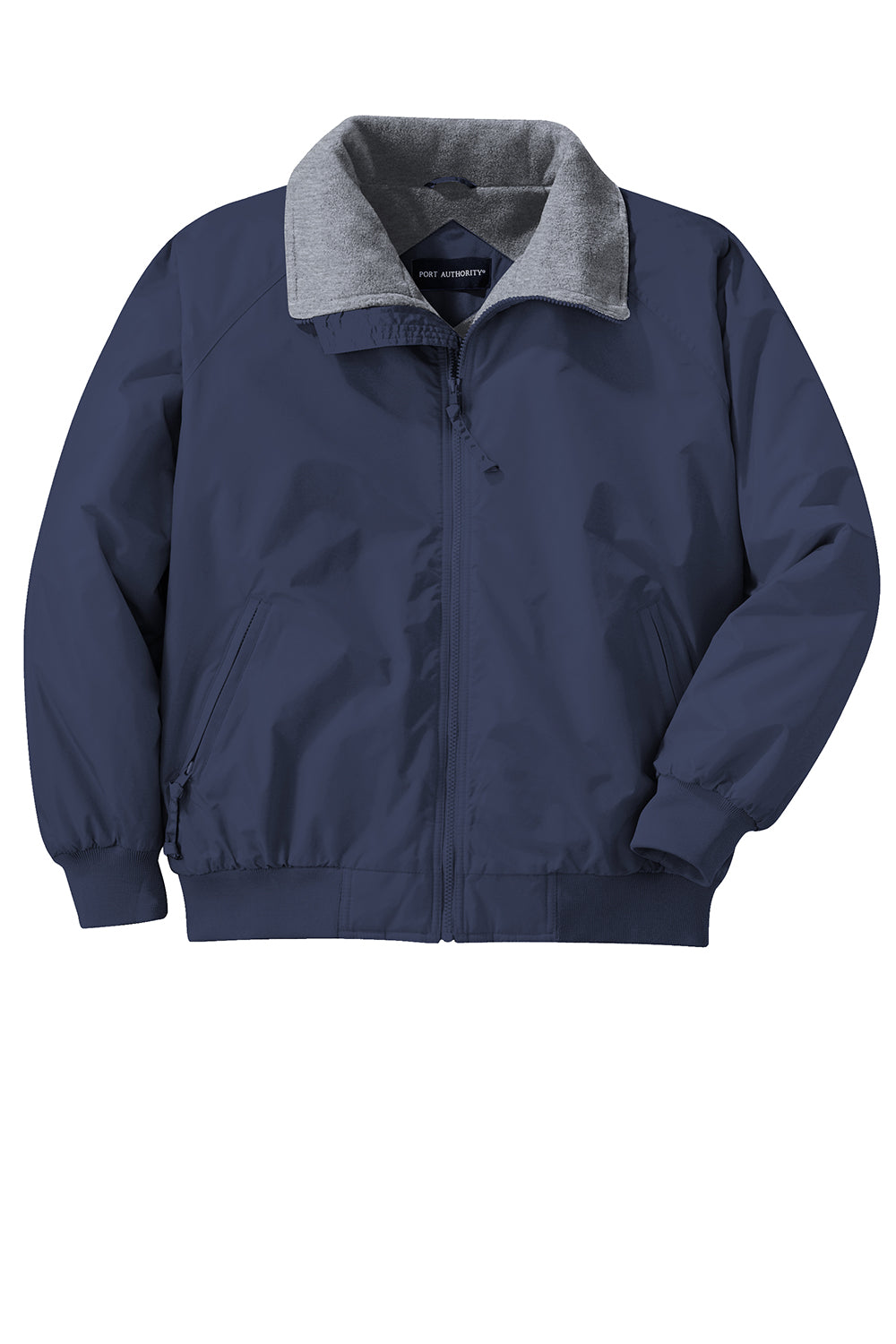 Port Authority J754/TLJ754 Mens Challenger Wind & Water Resistant Full Zip Jacket True Navy Blue/Heather Grey Flat Front