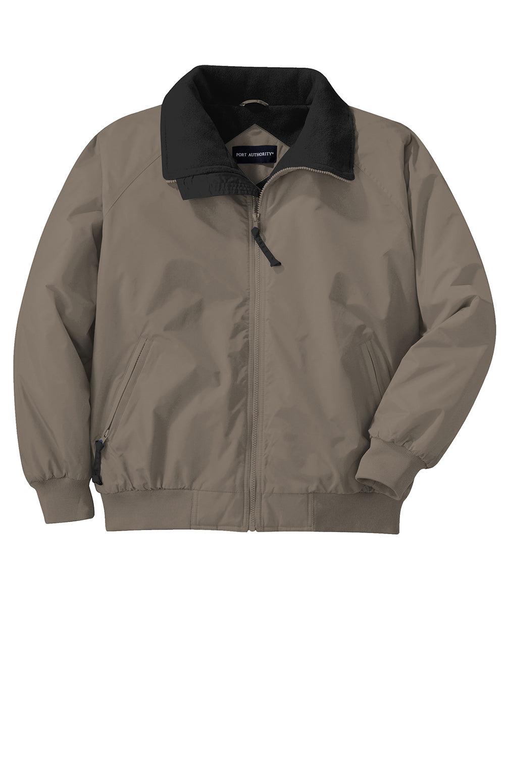 Port Authority J754/TLJ754 Mens Challenger Wind & Water Resistant Full Zip Jacket Khaki/True Black Flat Front