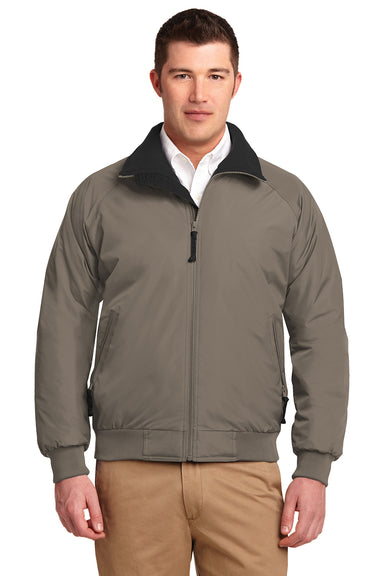 Port Authority J754/TLJ754 Mens Challenger Wind & Water Resistant Full Zip Jacket Khaki/True Black Model Front