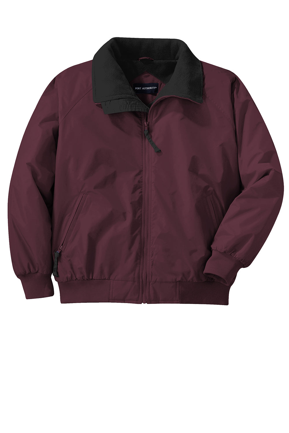 Port Authority J754/TLJ754 Mens Challenger Wind & Water Resistant Full Zip Jacket Maroon/True Black Flat Front