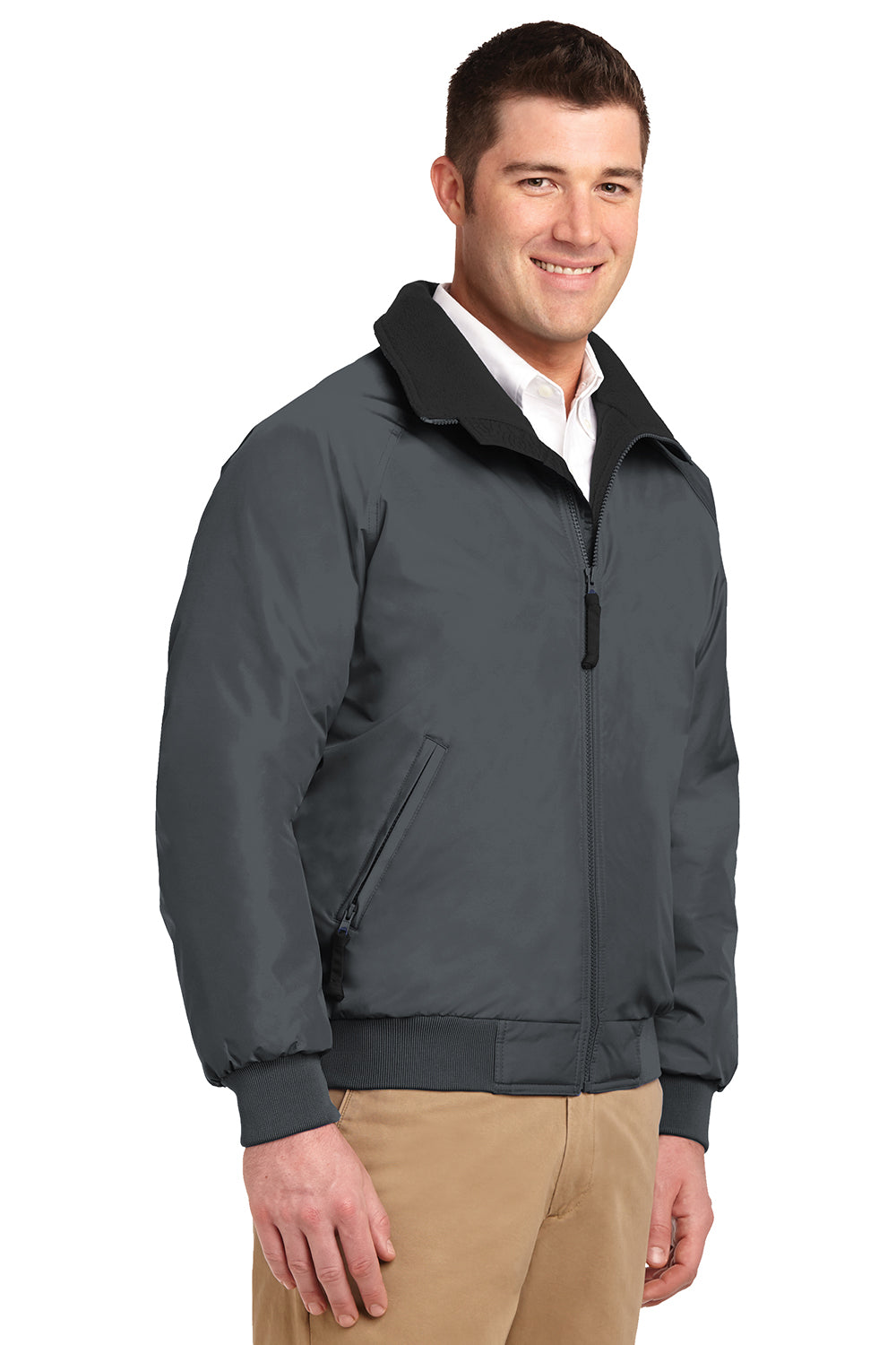 Port Authority J754/TLJ754 Mens Challenger Wind & Water Resistant Full Zip Jacket Steel Grey/True Black Model 3q