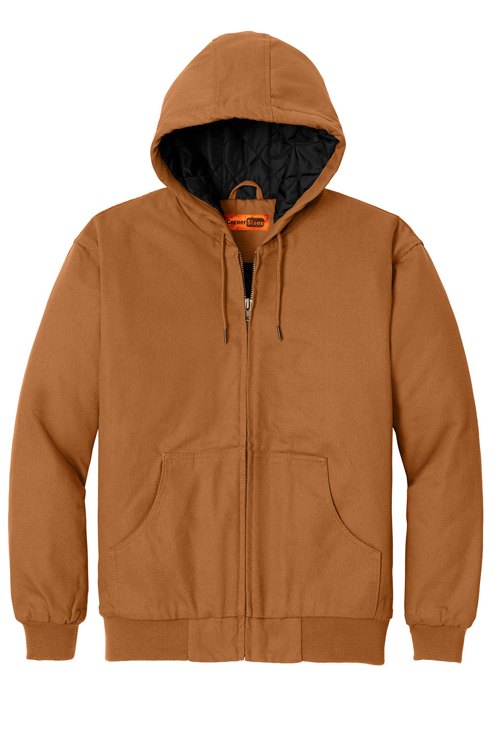 CornerStone J763H/TLJ763H Mens Duck Cloth Full Zip Hooded Jacket Duck Brown Flat Front