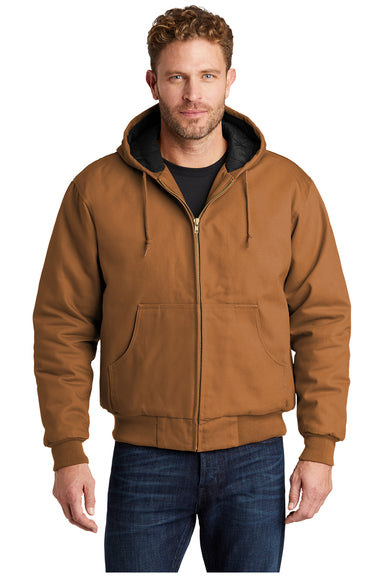 CornerStone J763H/TLJ763H Mens Duck Cloth Full Zip Hooded Jacket Duck Brown Model Front