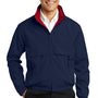 Port Authority Mens Legacy Wind & Water Resistant Full Zip Hooded Jacket - Dark Navy Blue/Red