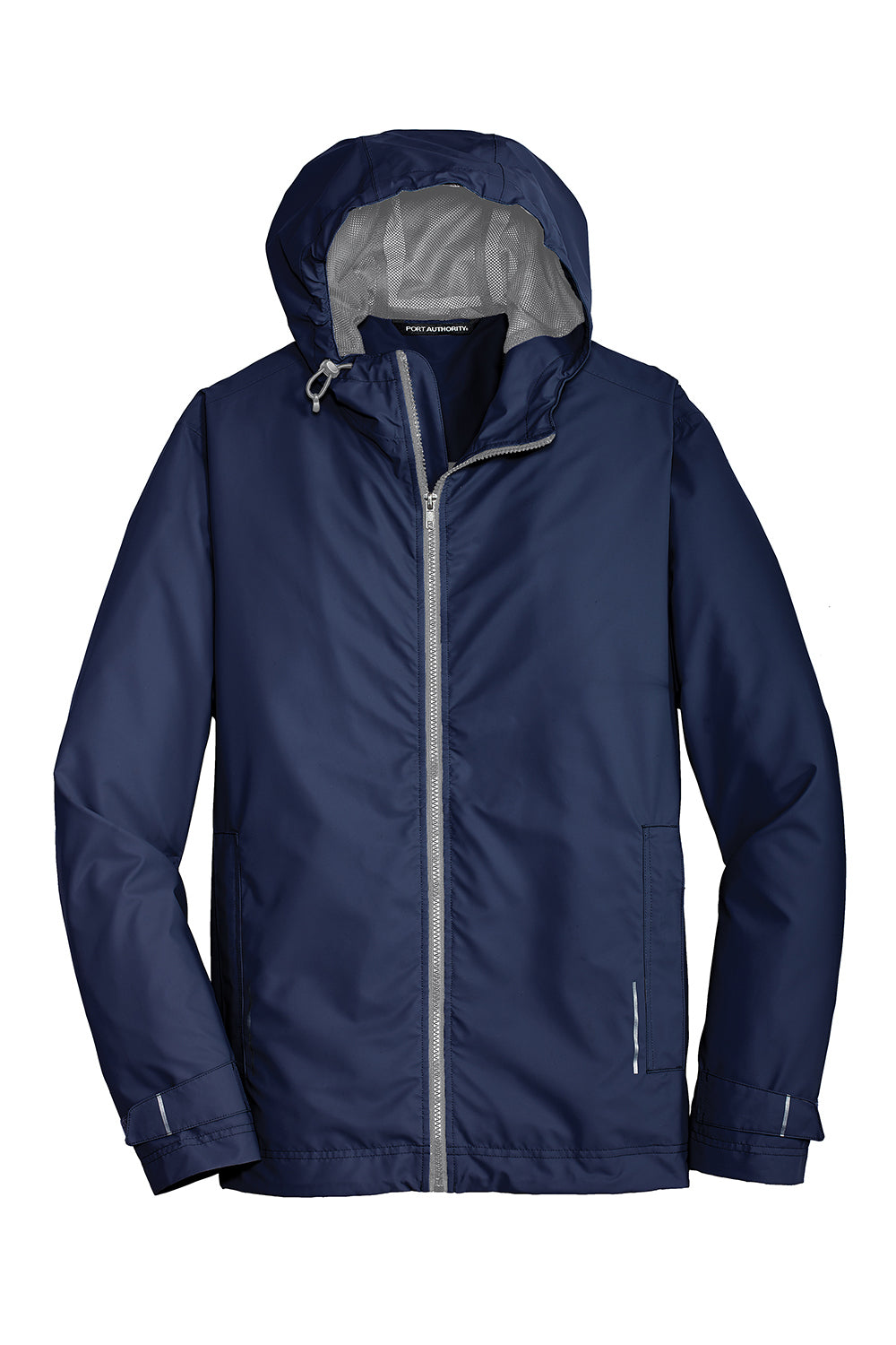 Port Authority J7710 Mens Northwest Slicker Waterproof Full Zip Hooded Jacket Navy Blue Flat Front