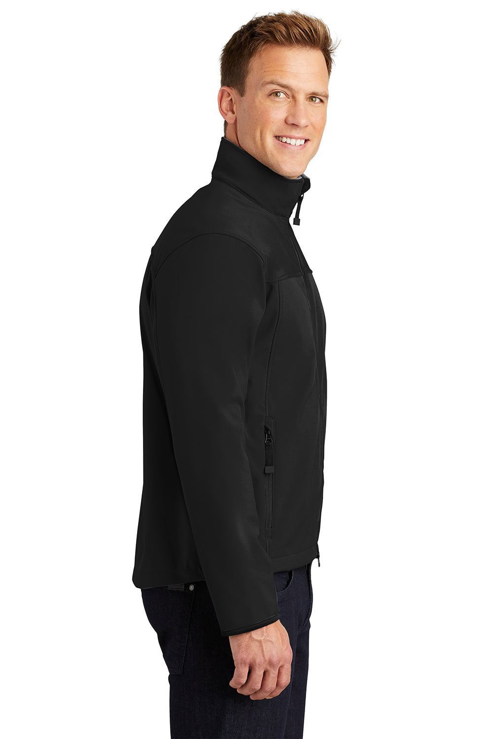 Port Authority J790/TLJ790 Mens Glacier Wind & Water Resistant Full Zip Jacket Black/Chrome Grey Model Side