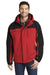 Port Authority J792/TLJ792 Mens Nootka Waterproof Full Zip Hooded Jacket Engine Red/Black Model Front