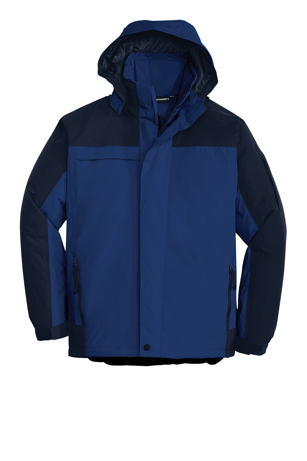 Port Authority J792/TLJ792 Mens Nootka Waterproof Full Zip Hooded Jacket Regatta Blue/Navy Blue Flat Front