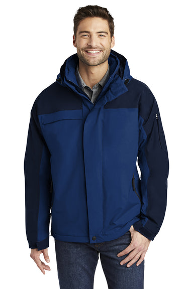 Port Authority J792/TLJ792 Mens Nootka Waterproof Full Zip Hooded Jacket Regatta Blue/Navy Blue Model Front