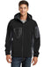 Port Authority J798/TLJ798 Mens Waterproof Full Zip Hooded Jacket Black/Graphite Grey Model Front