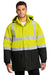 Port Authority J799S Mens Waterproof Full Zip Hooded Jacket Safety Yellow/Black Model Front