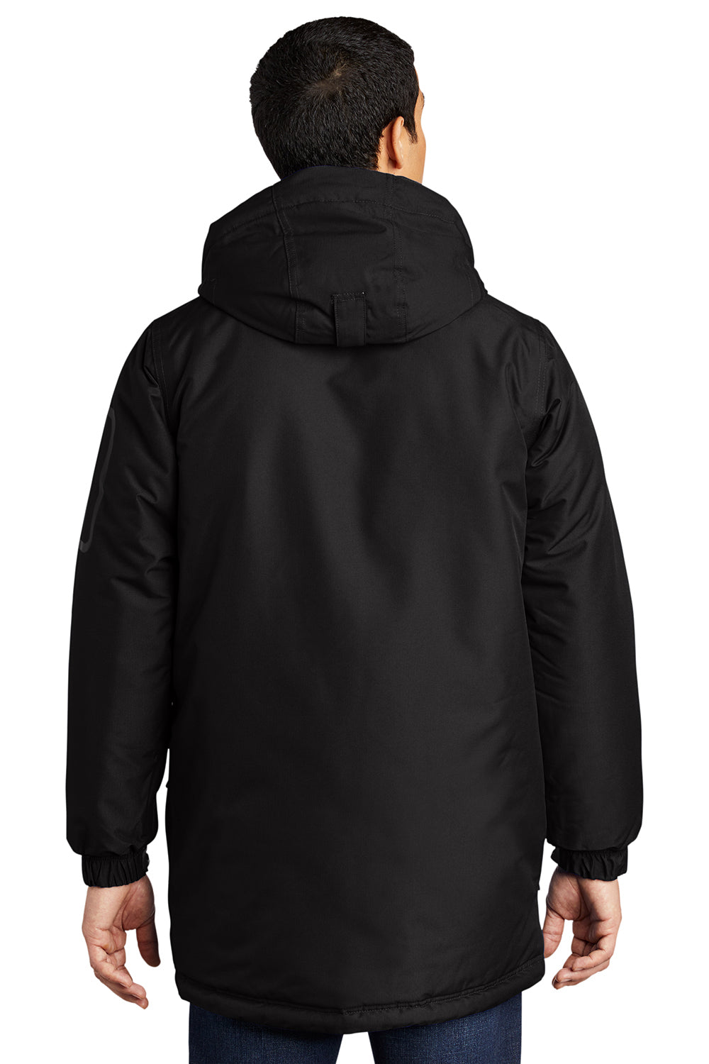 Port Authority J799 Mens Waterproof Full Zip Hooded Jacket Black Model Back