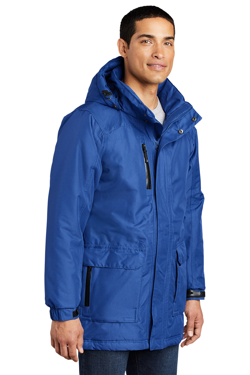 Port Authority J799 Mens Waterproof Full Zip Hooded Jacket Royal Blue Model 3q