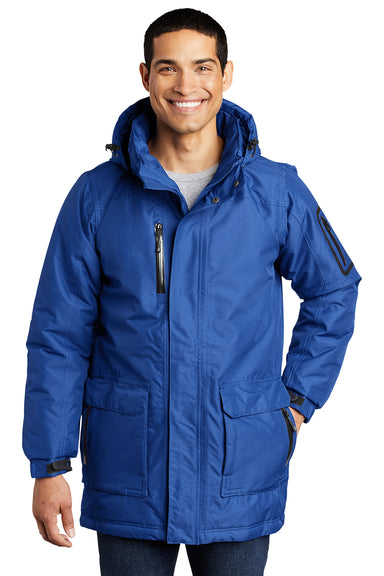 Port Authority J799 Mens Waterproof Full Zip Hooded Jacket Royal Blue Model Front