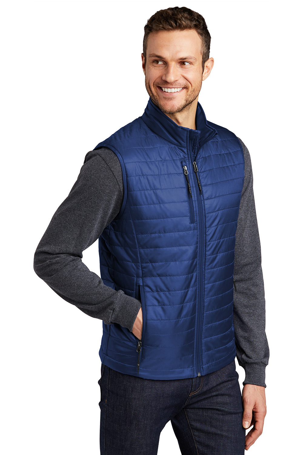 Port Authority J851 Mens Water Resistant Packable Puffy Full Zip Vest Cobalt Blue Model 3q