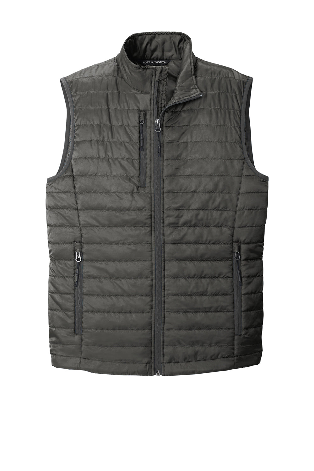 Port Authority J851 Mens Water Resistant Packable Puffy Full Zip Vest Sterling Grey/Graphite Grey Flat Front