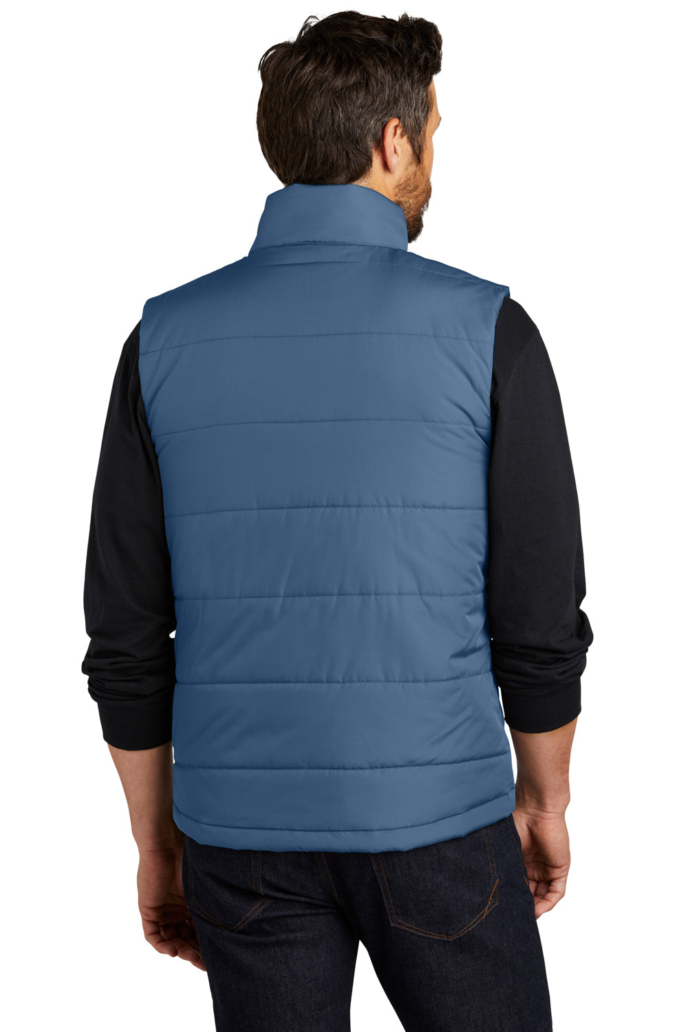 Port Authority J853 Mens Water Resistant Full Zip Puffer Vest Dusk Blue Model Back