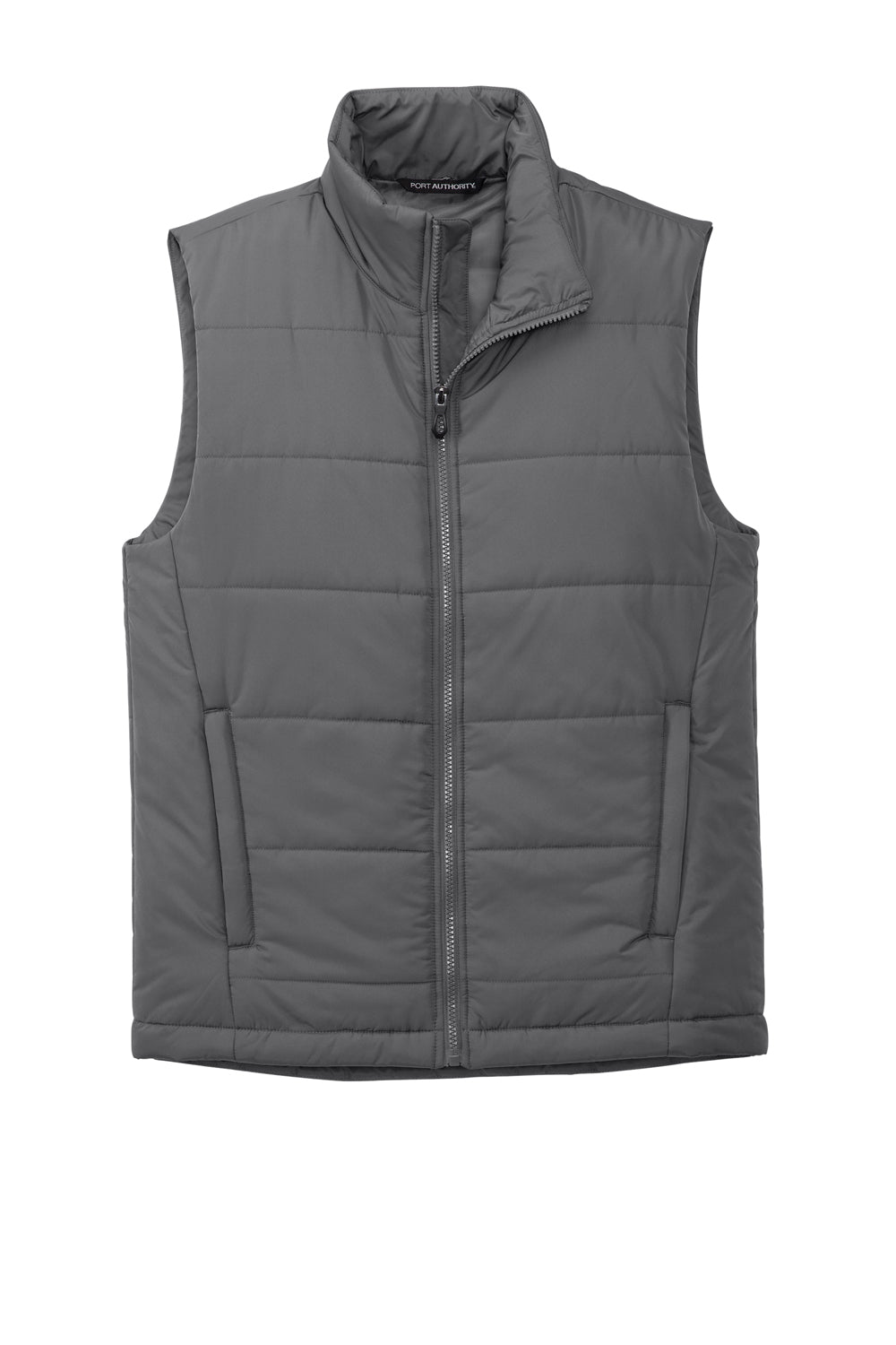 Port Authority J853 Mens Water Resistant Full Zip Puffer Vest Shadow Grey Flat Front