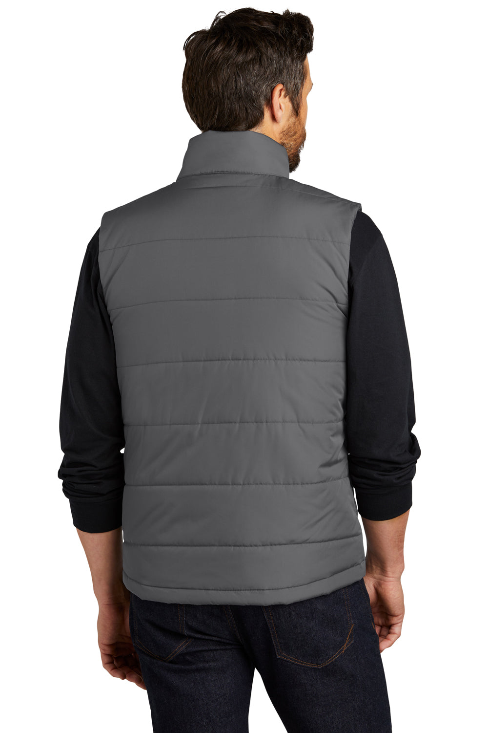 Port Authority J853 Mens Water Resistant Full Zip Puffer Vest Shadow Grey Model Back