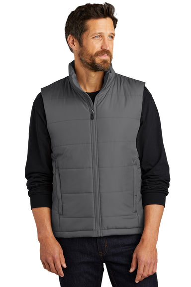 Port Authority J853 Mens Water Resistant Full Zip Puffer Vest Shadow Grey Model Front