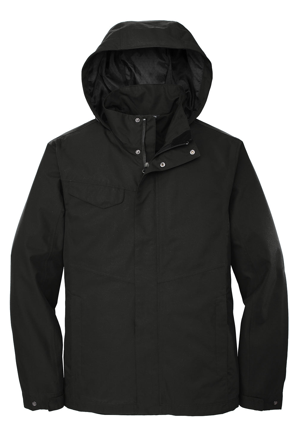 Port Authority J900 Mens Collective Waterproof Full Zip Hooded Jacket Deep Black Flat Front