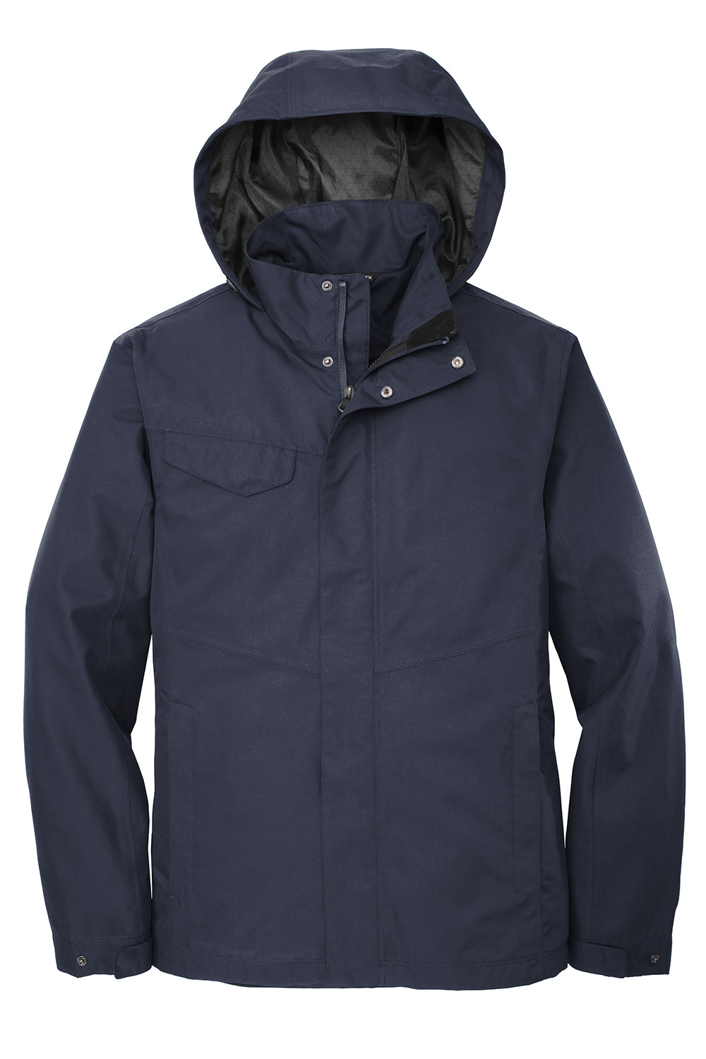 Port Authority J900 Mens Collective Waterproof Full Zip Hooded Jacket River Navy Blue Flat Front