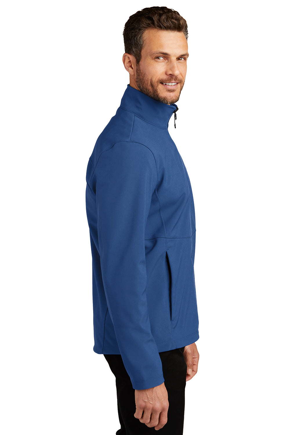 Port Authority J901 Mens Collective Wind & Water Resistant Full Zip Jacket Night Sky Blue Model Side