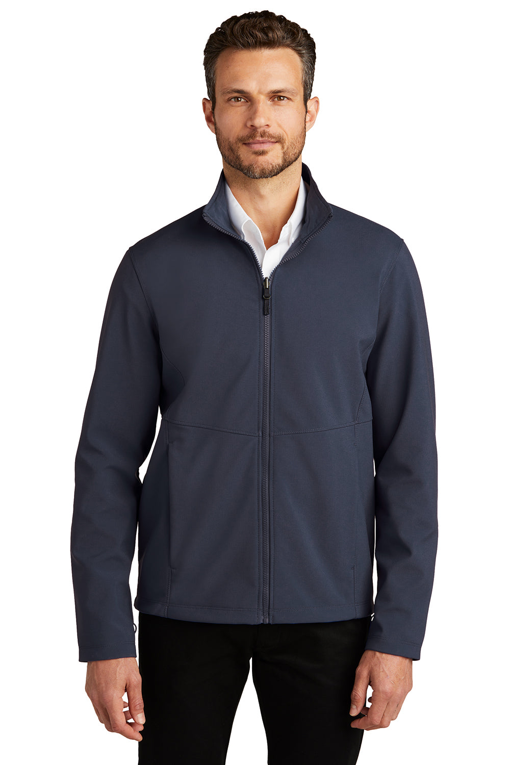 Port Authority J901 Mens Collective Wind & Water Resistant Full Zip Jacket River Navy Blue Model Front