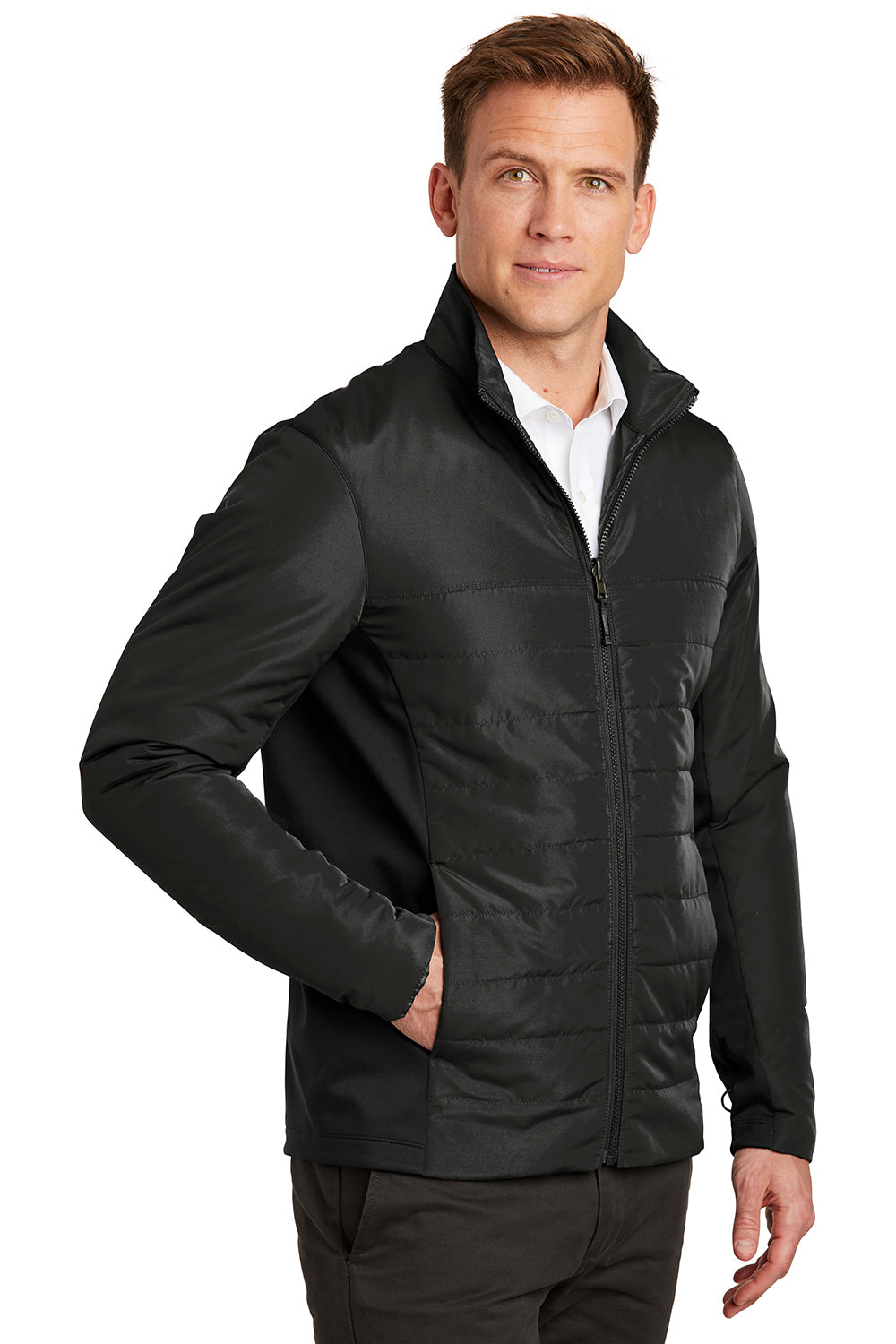 Port Authority J902 Mens Collective Wind & Water Resistant Full Zip Jacket Deep Black Model 3q