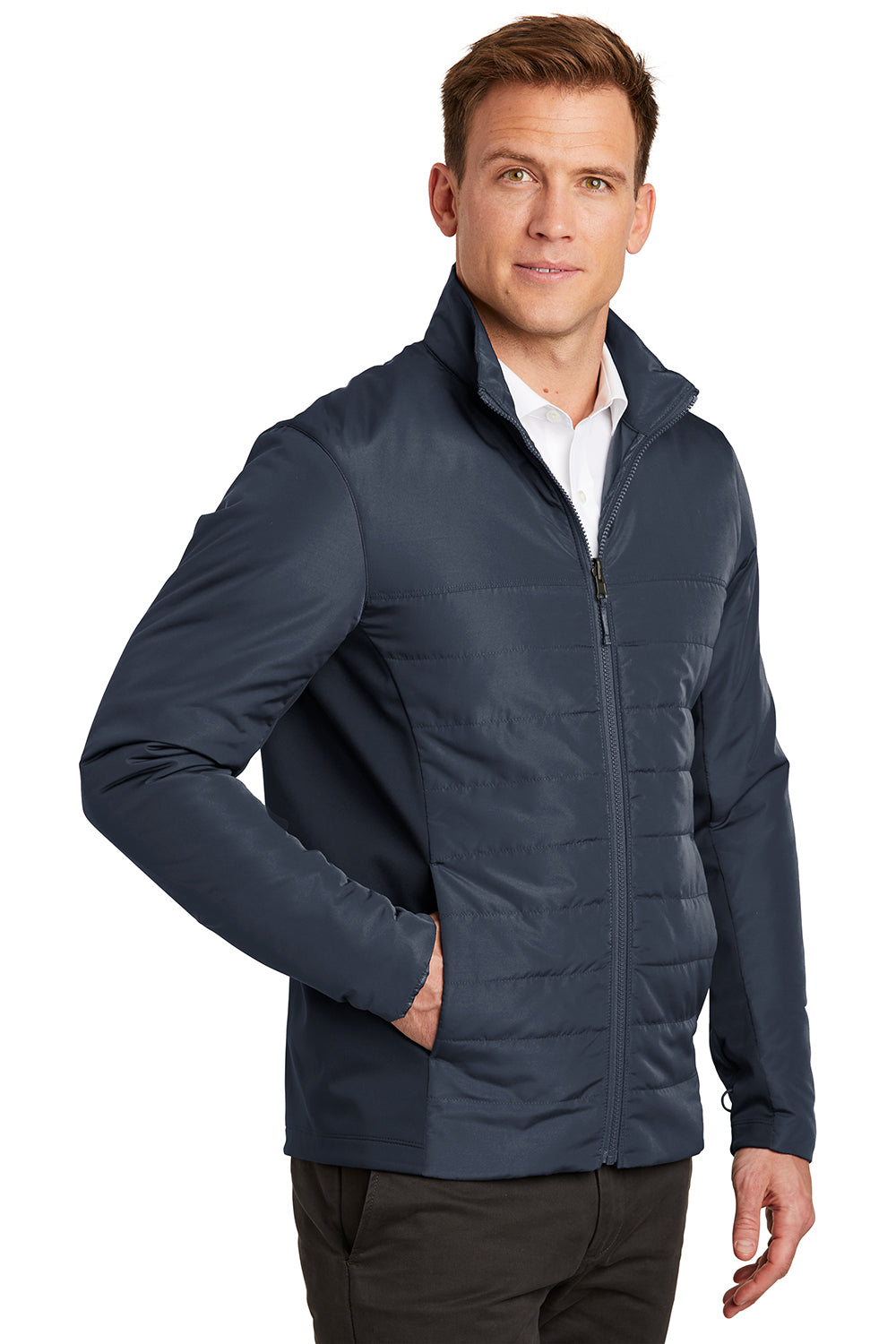 Port Authority J902 Mens Collective Wind & Water Resistant Full Zip Jacket River Navy Blue Model 3q