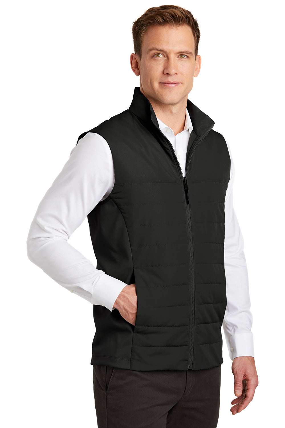 Port Authority J903 Mens Collective Wind & Water Resistant Full Zip Vest Deep Black Model 3q